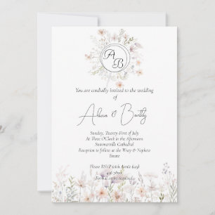Weiche Pastel Watercolor Wilde Blume Hochzeit Einladung