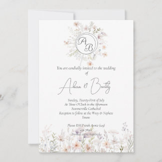 Weiche Pastel Watercolor Wilde Blume Hochzeit Einladung