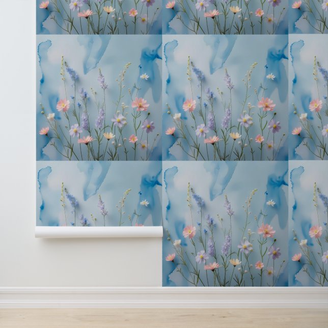 Weiche Pastel Wildblume Blaue Himmelsschale und -k Tapete (Anwendung)