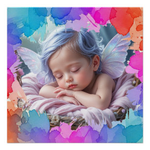Weiche Pastell-Aquarell-Foto eines schlafenden Bab Poster