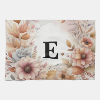Weiche Pastell-Aquarell-Herbstlaub-Blumenrahmen Geschirrtuch