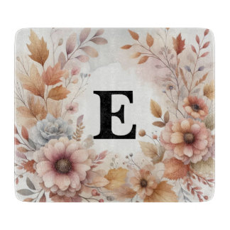 Weiche Pastell-Aquarell-Herbstlaub-Blumenrahmen Schneidebrett
