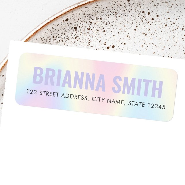 Weiche Pastell-Regenbogen-Trendy-Modern-Rücksendea (Soft pastel rainbow trendy modern return address label)