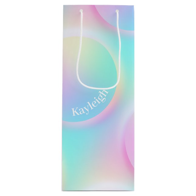 Weiche Pastell-Regenbogenfarbform Geschenktüte Für Weinflaschen (Vorderseite)