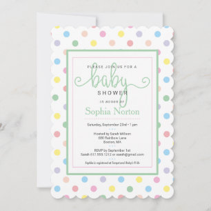 Weiche Pastell-Tupfen-Baby-Shower-Einladung Einladung