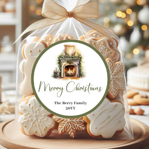Weiche Pastell-Weihnachtsfamilien-Name-Aufkleber-S Runder Aufkleber
