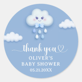 Weiche pastellblaue Wolke 9 Kinderdusche Runder Aufkleber