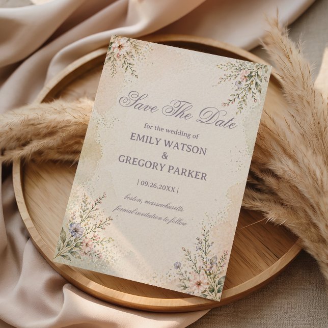 Weiche Pastellblumen Save The Date (Von Creator hochgeladen)