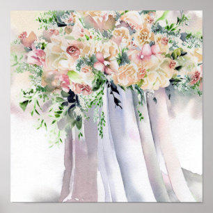 Weiche Pastelle, Bridal Cascading Bouquet 1, Poster