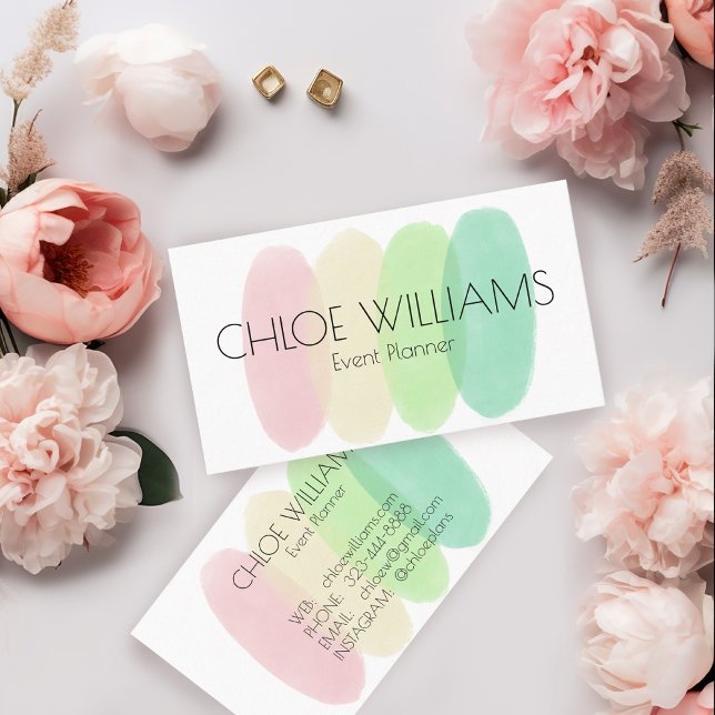 Weiche Pastellfarben Abstrakt Brush Wasserfarbe Visitenkarte (Soft Pastel Painting Abstract Brushstrokes Watercolor Business Card
)