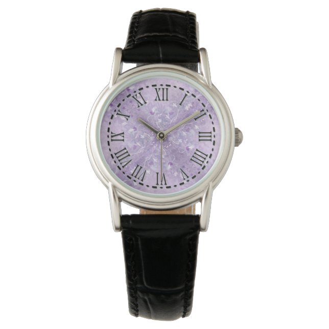Weiche Pastellfarben Mauve Muster Armbanduhr (Vorderseite)