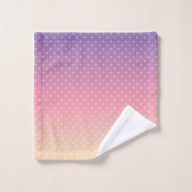 Weiche Pastellfarben Polka Dot Pink Violett Badhandtuch Set (Waschlappen)