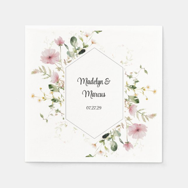 Weiche Pastellfarben Rosa Blumenzwiebeln Napkins Serviette (Vorderseite)