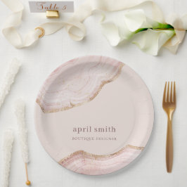 Weiche Pastellfarben Rose Gold Agate Marmor Textur Pappteller