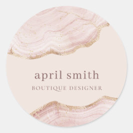 Weiche Pastellfarben Rose Gold Agate Marmor Textur Runder Aufkleber