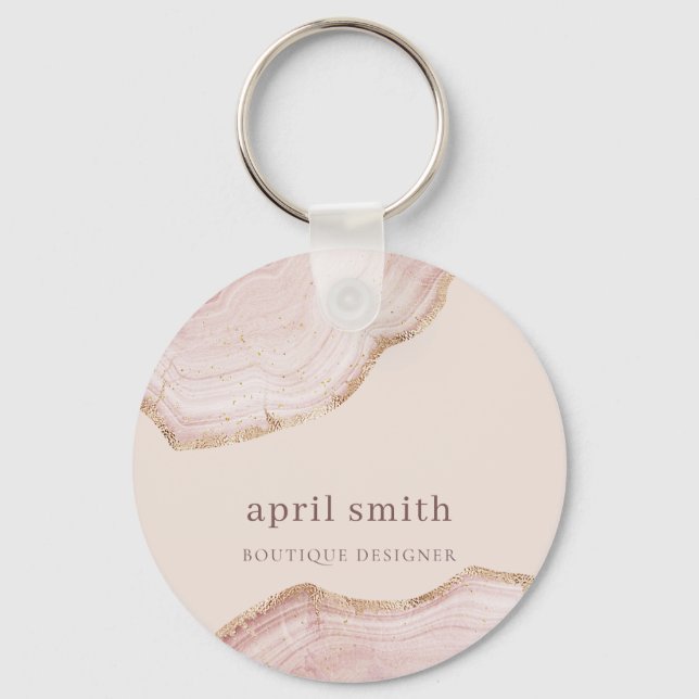 Weiche Pastellfarben Rose Gold Agate Marmor Textur Schlüsselanhänger (Vorderseite)