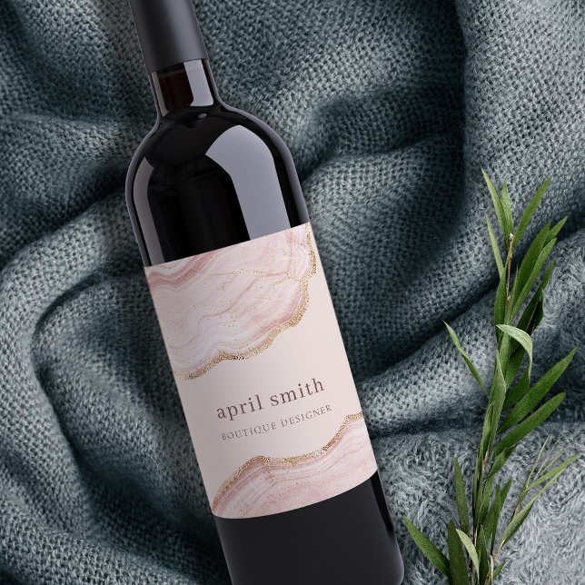 Weiche Pastellfarben Rose Gold Agate Marmor Textur Weinetikett (Von Creator hochgeladen)
