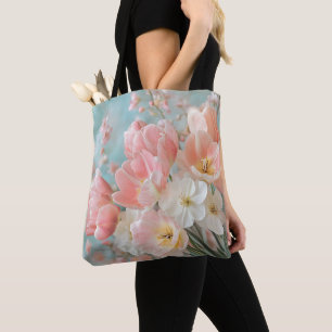 Weiche, pastellfarbene Frühlingsblumen Design Deli Tasche