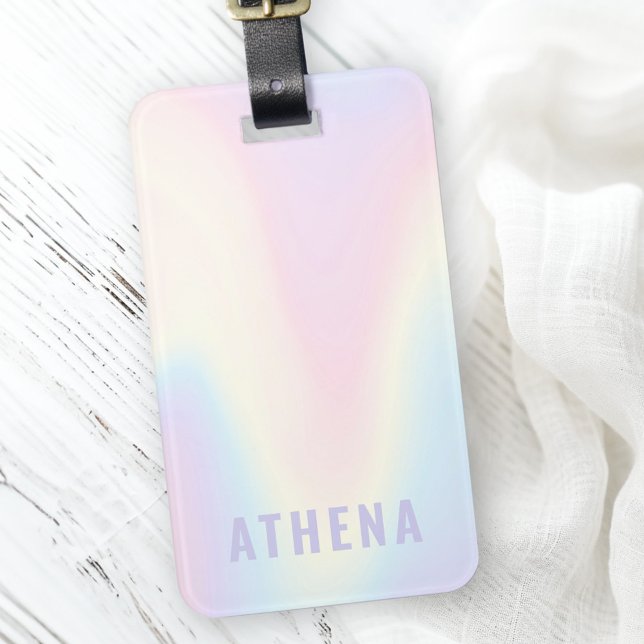 Weiche pastellfarbene Regenbogenbezeichnung modern Gepäckanhänger (Soft pastel rainbow name trendy modern minimal luggage tag)