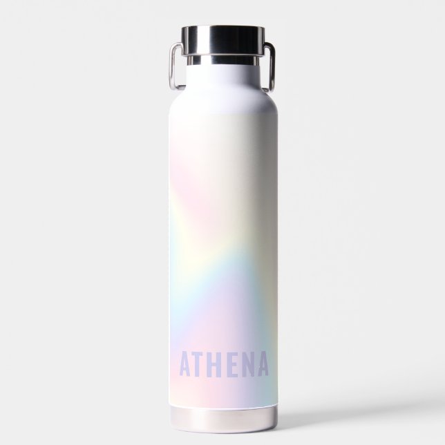 Weiche pastellfarbene Regenbogenbezeichnung modern Trinkflasche (Vorne)