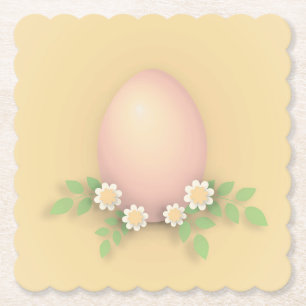 Weiche Pastellgelbe Ostereier und Babypink Untersetzer