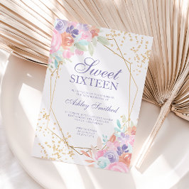 Weiche Pastellgoldblütenfarbe Foto Sweet 16 Einladung
