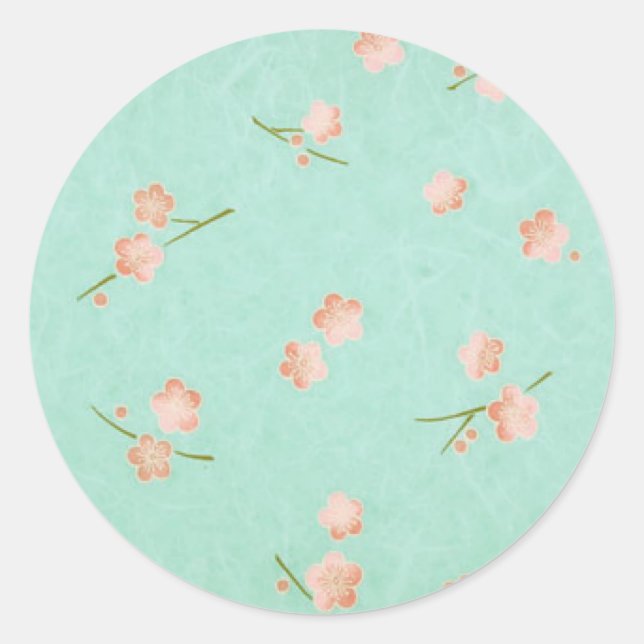 Weiche Petals Peach & Aqua Runder Aufkleber (Vorderseite)