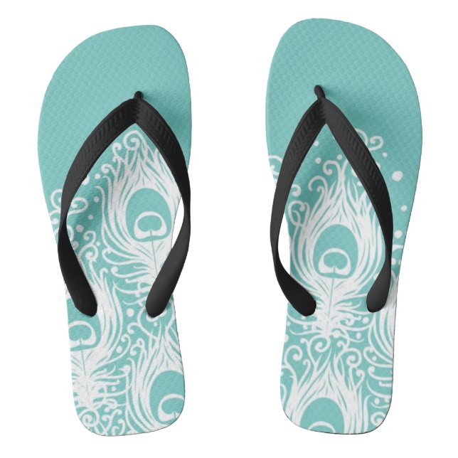 Weiche Pfauenfedern Flip Flops (Fußbett)