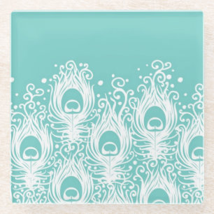 Weiche Pfaufedern Glasuntersetzer