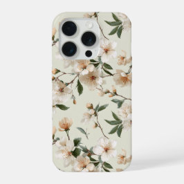 Weiche Pfirsichblüten Elfenbein Blumenmuster iPhone 15 Pro Hülle