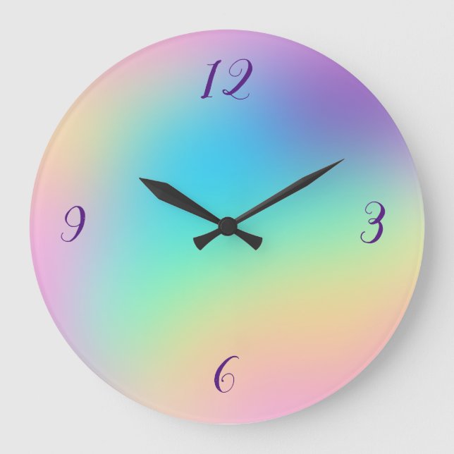 Weiche Prismatische Pastelle Gradient Clock Große Wanduhr (Vorderseite)