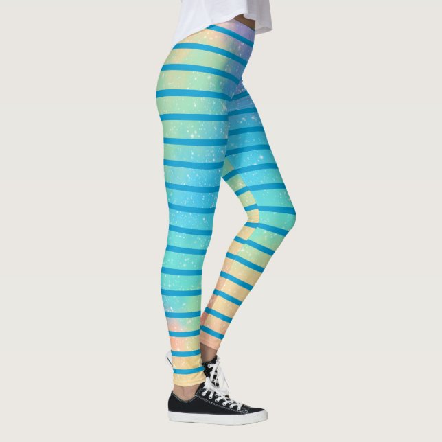 Weiche Regenbogenpastel Gradient Streifen Leggings (Rechts)