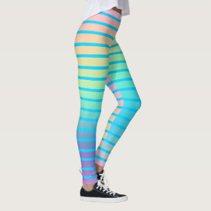 Weiche Regenbogenpastel Gradient Streifen Leggings