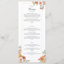 Weiche romantische Blumenkarte Botanische Hochzeit Menükarte