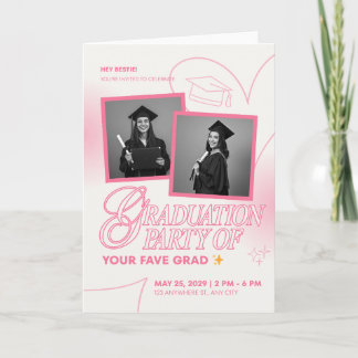 Weiche rosa ästhetische Abiturparty-Einladung Karte