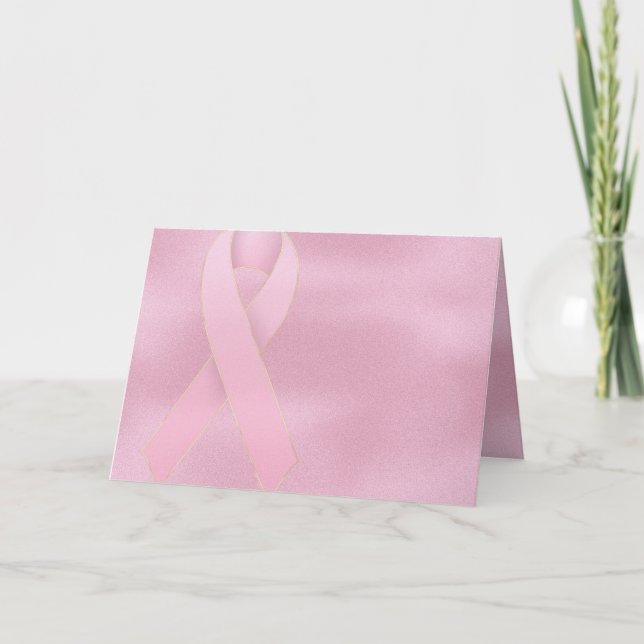 Weiche rosa Band-Brustkrebs-Gruß-Karte Karte (Vorderseite)