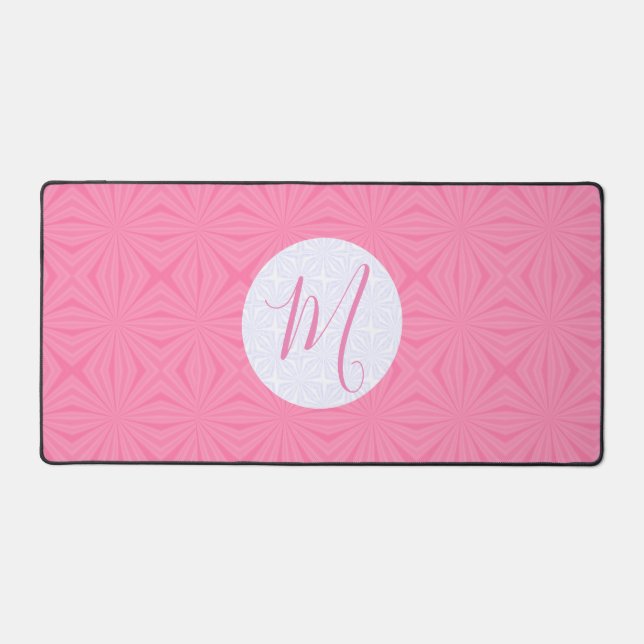 Weiche rosa geschwungene Quadrate Personalisierte  Schreibtischunterlage (Vorderseite)