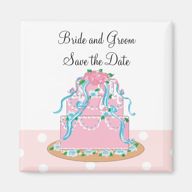 Weiche rosa Hochzeitstorte Magnet (Vorne)