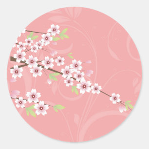 Weiche rosa Kirschblüte Runder Aufkleber