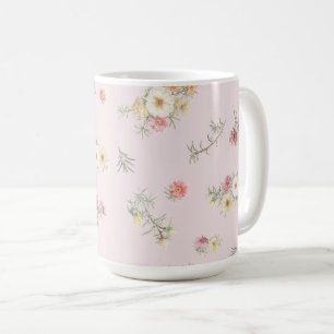 Weiche rosa Moosröschen-Aquarell-Blumen Kaffeetasse