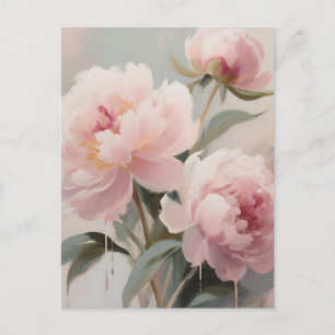 Weiche rosa Pfingstrosen Florale Kunst Postkarte