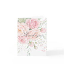 weiche rosa Rosen Blumen Danksagungskarte
