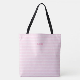 Weiche rosa Streifen-Klassiker Monogramm-Initialen Tasche