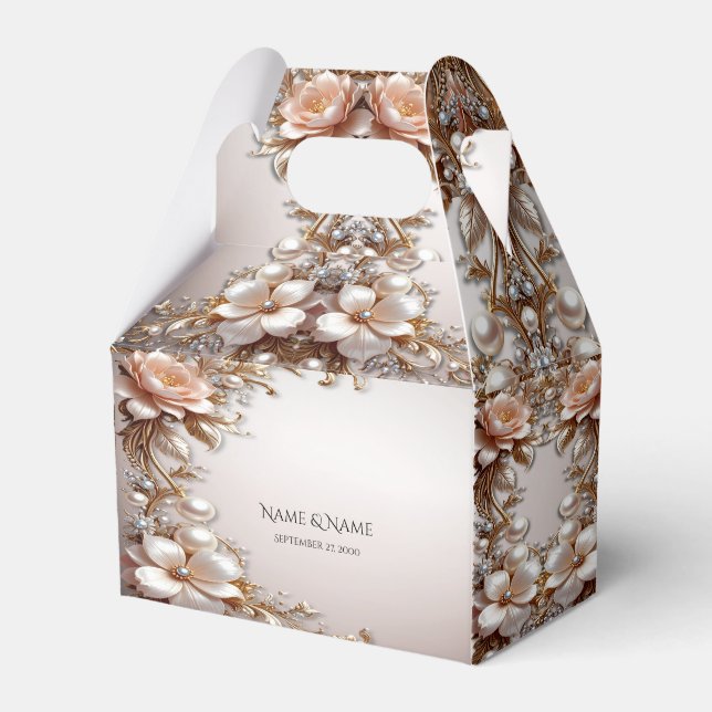 Weiche rosa und weiße Blumen Geschenkbox Geschenkschachtel (Vorderseite)