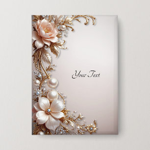 Weiche rosa und weiße Blumen Knopf Button