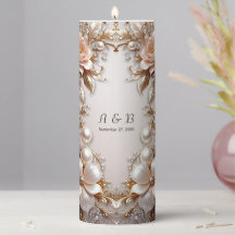 Weiche rosa und weiße Blumen Säulkerze