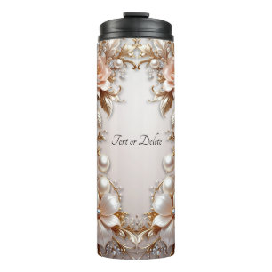 Weiche rosa und weiße Blumen Thermotumbler Thermosbecher