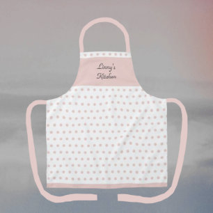 Weiche, rosa und weiße Polka-Schürze Schürze