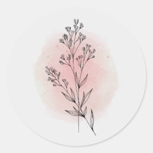 Weiche rosa Wasserfarbe Blumen Dekor Sticker