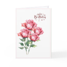 Weiche rosa Wasserfarben-Rosen gefaltete Geburtsta